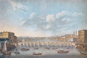 威斯敏斯特桥的视图，由Pierre Michel Alix（1762-1817）雕刻，1799年（彩色雕刻） 作者 法语学校